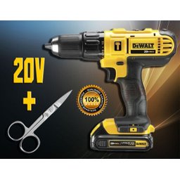 Furadeira Parafusadeira Impacto Profissional 13mm 20v c2 Baterias Dewalt DCD776C2-BR+Tesoura  - 1