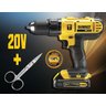 Furadeira Parafusadeira Impacto Profissional 13mm 20v c2 Baterias Dewalt DCD776C2-BR+Tesoura  - 1