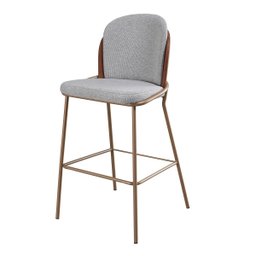 Kit com 4 Banquetas Cristal com Encosto Estofado e Base em Aço Champanhe – Exclusiva Linho Lincoln C - 3