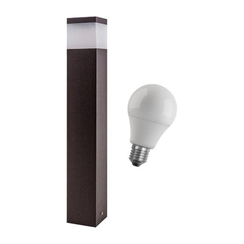Poste luminária jardim balizador 50cm E27 marrom + LED 12W branco frio st222