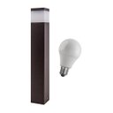 Ver imagem 1 de Poste luminária jardim balizador 50cm E27 marrom + LED 12W branco frio st222