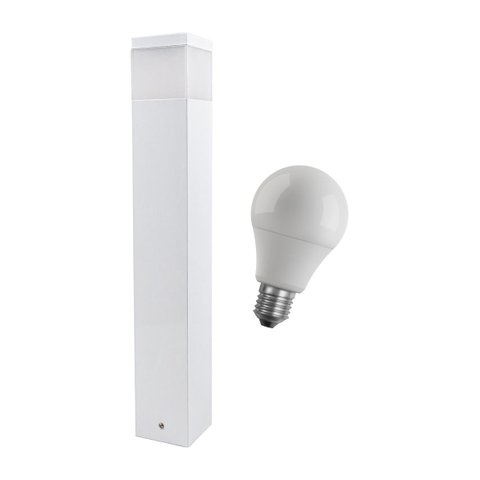 Poste luminária jardim balizador 50cm E27 branco + LED 12W branco frio st222