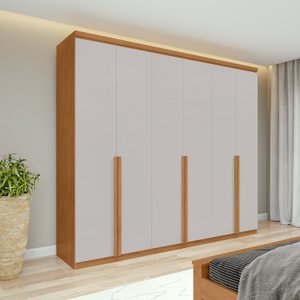 Guarda Roupas Alonzo 6 Portas S Esp e S Pes Pvc Amendoa Clean/off White Móveis Lopas