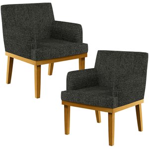 Kit 2 Poltronas Decorativas para Beatriz Linho Chumbo - Lyam Decor