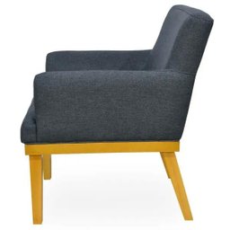 Kit 03 Poltronas Decorativas Para Sala de Estar Beatriz Linho Chumbo - Lyam Decor - 3 Kit 03 Poltronas Decorativas Para Sala de Estar Beatriz Linho Chumbo - Lyam Decor - 3