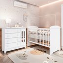 Ver imagem 1 de Conjunto Quarto Bebê Berço Americano 3EM1 Eloá Cômoda Infantil 4 Gavetas 1 Porta 100% MDF Branco