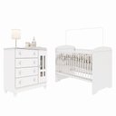 Ver imagem 3 de Conjunto Quarto Bebê Berço Americano 3EM1 Eloá Cômoda Infantil 4 Gavetas 1 Porta 100% MDF Branco