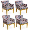 Ver imagem 1 de Kit 04 Poltronas Decorativas para Sala de Estar Beatriz Mandala Azul - Lyam Decor