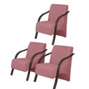 Ver imagem 1 de Kit3 Poltronas Decorativas Vênus 1 Lugar Braço Pé Madeira D Salla Suede Rosa