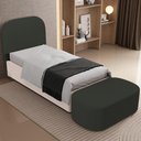 Ver imagem 2 de Cabeceira Cama Box 100cm Lanna com Puff Recamier Doha W01 Linho Verde Musgo - Lyam Decor