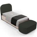 Ver imagem 1 de Cabeceira Cama Box 100cm Lanna com Puff Recamier Doha W01 Linho Verde Musgo - Lyam Decor