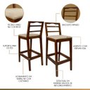 Ver imagem 4 de Kit 6 Banquetas Alta para Cozinha Grécia em Madeira Castanho Linho Bege Ccs