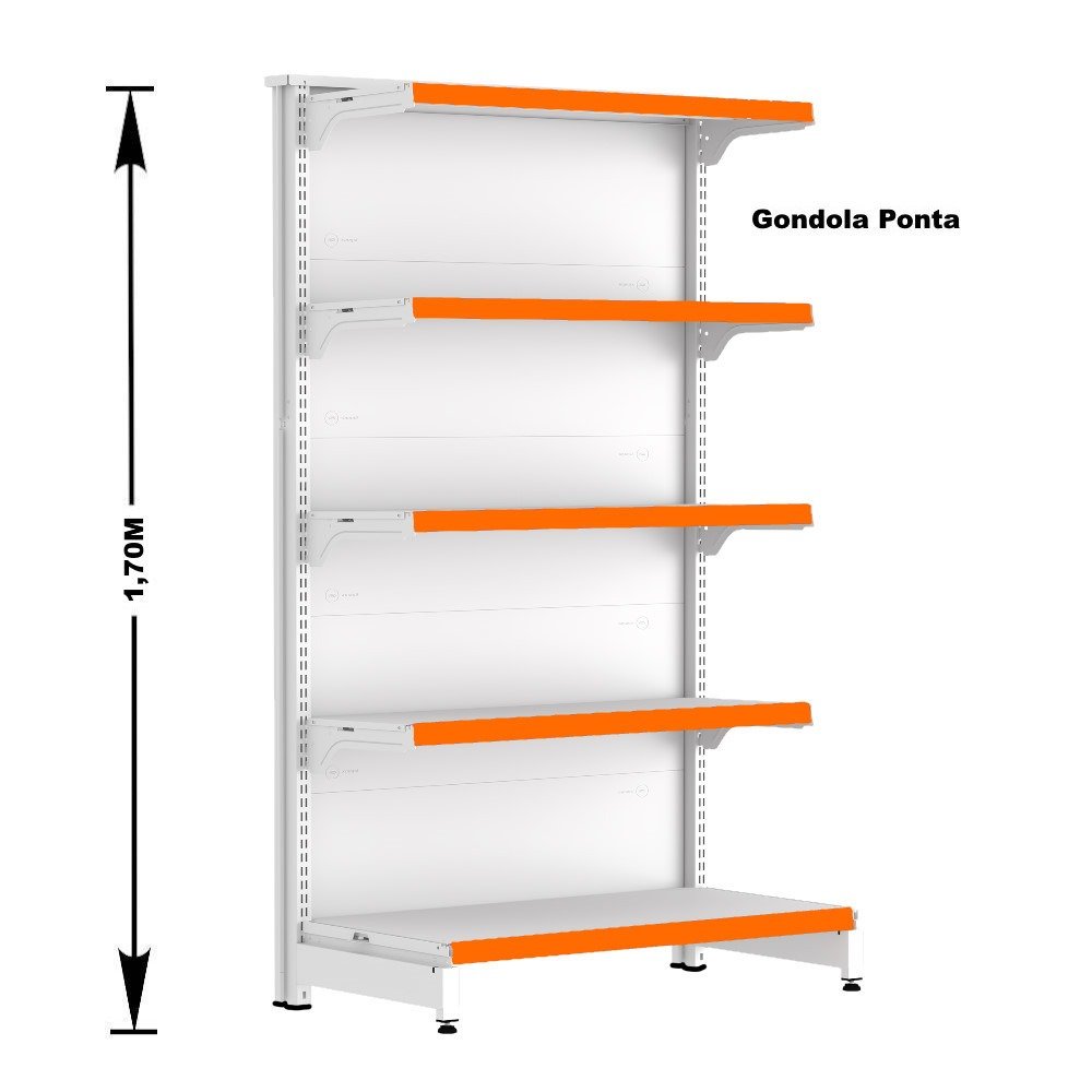 Gondola Ponta 170 Fit Branco 5 Bandeja Pe Laranja - 2