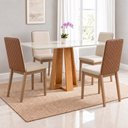 Ver imagem 1 de Conjunto Sala de Jantar Mesa Lisa 120cm Tampo MDF Vidro Canto Arredondado e 4 Cadeiras Pietra