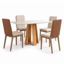 Ver imagem 2 de Conjunto Sala de Jantar Mesa Lisa 120cm Tampo MDF Vidro Canto Arredondado e 4 Cadeiras Pietra