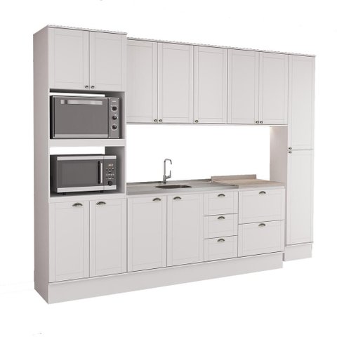 Armário de Cozinha Completa com Balcão Milla Suri Carraro Branco
