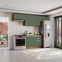 Ver imagem 1 de Armário de Cozinha Completa 100% Mdf 280cm Nogueira/verde Celeste Kappesberg