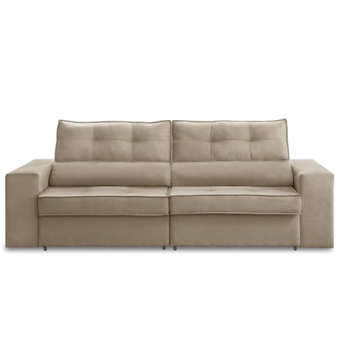 Sofá Retrátil e Reclinável 2 Lugares 1,90m com Molas Milena Suede Bege Rover & Beato