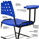 Ver imagem 6 de Cadeira Universitária Prancheta Plástica com Porta Livros - Cor Azul - Realplast - 32019