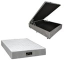 Ver imagem 1 de Cama Box Baú Blindada com Colchão Riviera Molas Ensacadas 25cm:suede Cinza/casal