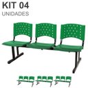 Ver imagem 1 de Kit 04 Cadeiras longarinas PLÁSTICAS 03 Lugares - Cor VERDE - REALPLAST - 23074