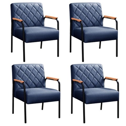 Kit 4 Poltronas Ludmilla Cor:Linho Azul 330