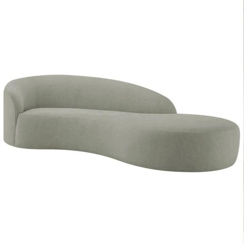Divã Recamier Orgânico França 250cm Lado Direito Bouclé Cor Verde Oliva