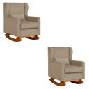 Ver imagem 1 de Kit 2 Poltrona Aurora Balanço Vovo Suede Capuccino - Fm