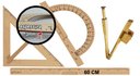 Ver imagem 1 de Kit Geométrico do Professor Mdf Com Régua 60 cm 1 Compasso Para Quadro Branco 40 cm 1 Transferidor 1