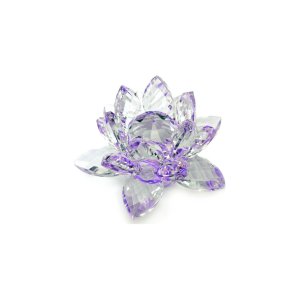 Enfeite Decoração de Cristal Vidro Flor de Lotus para Sala Quarto Cristaleira Pequeno 8cm:roxo
