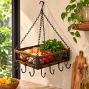 Ver imagem 3 de Cesto Pendente Decorativo Vazado Ganchos Pendurador Casa