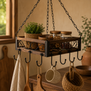 Ver imagem 5 de Cesto Pendente Decorativo Vazado Ganchos Pendurador Casa