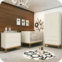 Ver imagem 1 de Quarto de Bebê Berço + Cômoda + Guarda Roupa Areia Classic Madeira
