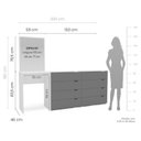 Ver imagem 3 de Cômoda Penteadeira 8 Gavetas com Espelho Porto