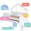 Ver imagem 4 de Cama Infantil com Cama Auxiliar e Casinha Livreiro 106cm x 200,3cm Proteção Lateral e Cantos