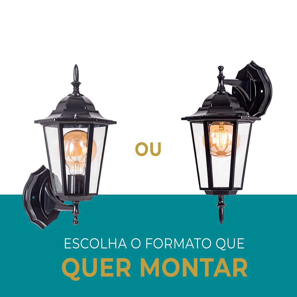 Luminária de Parede Arandela Colonial de Braço Eurolume 5305 Preto - 3
