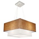 Ver imagem 1 de Lustre Pendente Quadrado Duplo Md-4066 Cupula Tec 25/50x35cm Palha-Branco