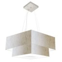 Ver imagem 1 de Lustre Pendente Quadrado Duplo Md-4066 Cupula Tec 25/50x35cm Linho Bege