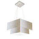 Ver imagem 1 de Lustre Pendente Quadrado Duplo Md-4157 Cupula Tec 25/40x35cm Linho Bege