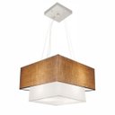 Ver imagem 1 de Lustre Pendente Quadrado Duplo Md-4157 Cupula Tec 25/40x35cm Palha-Branco