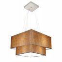 Ver imagem 1 de Lustre Pendente Quadrado Duplo Md-4157 Cupula Tec 25/40x35cm Palha