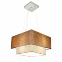 Ver imagem 1 de Lustre Pendente Quadrado Duplo Md-4157 Cupula Tec 25/40x35cm Palha-Bege