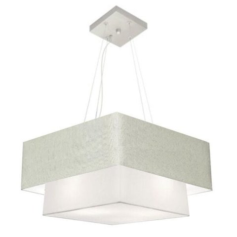 Lustre Pendente Quadrado Duplo Md-4066 Cupula Tec 25/50x35cm Cinza-Branco