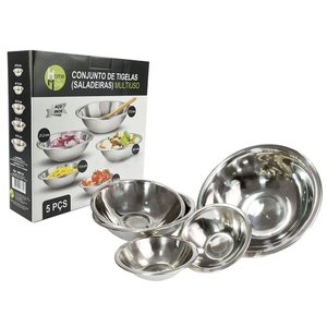 CONJUNTO DE TIGELAS SALADEIRAS EM AÇO INOX - 5 PEÇAS HOME & MORE Tigela Inox Saladeira