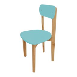 Kit 2 Cadeiras Infantil para Restaurante Colorê Assento Verde Pés em Madeira Maciça Natural - 2