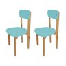 Kit 2 Cadeiras Infantil para Restaurante Colorê Assento Verde Pés em Madeira Maciça Natural - 1