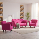 Ver imagem 2 de Kit Namoradeira + 2 Poltronas Decorativa Dália Veludo Rosa Pink