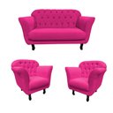 Ver imagem 3 de Kit Namoradeira + 2 Poltronas Decorativa Dália Veludo Rosa Pink