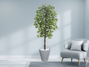 Ver imagem 2 de Planta Artificial Ficus Verde 2,10m kit + Vaso Redondo D. Grafiato Cinza 40cm