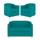 Ver imagem 1 de Kit 02 Poltrona Tilla Recepção + Namoradeira Sala Quarto Cor:azul Turquesa